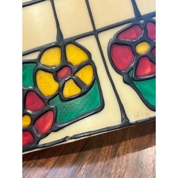 Vintage Coca-Cola Faux Stained Glass Hanging Pendant Light Shade Plastic Soda